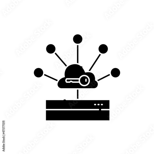 Single sign-on technology line icon. Isolated vector element.