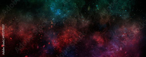 abstract space, colorful nebula, stars and sky