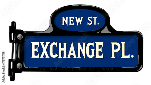 Exchange Place illustration based on antique porcelain street sign