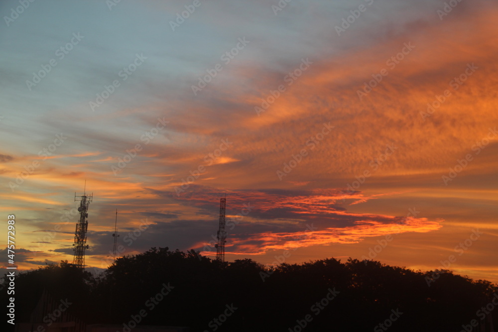 Landscape of Sunset Sky in The Downtown City Landscape of Sunset Sky in The Downtown City