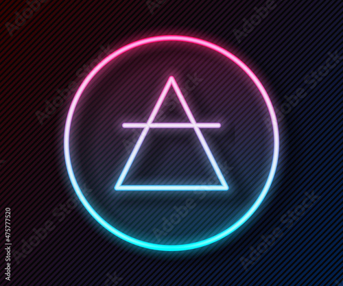 Glowing neon line Air element of the symbol alchemy icon isolated on black background. Basic mystic elements. Vector