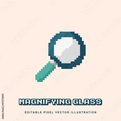 Pixel magnifying glass icon vector illustration for video game asset, motion graphic and others