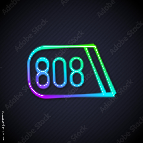 Glowing neon line Drum machine music producer equipment icon isolated on black background. Vector