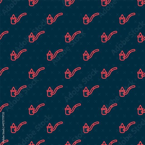 Red line Sauna ladle icon isolated seamless pattern on black background. Vector
