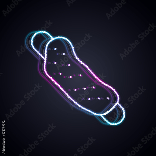 Glowing neon line Washcloth icon isolated on black background. Bath house sauna washcloth sign. Item for pleasure and relaxing. Vector