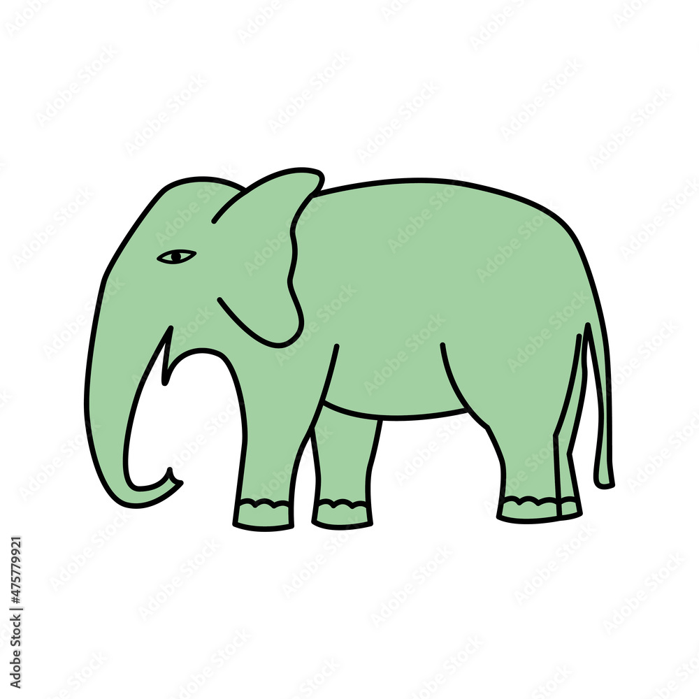 Hand drawn elephant  vector illustration. White background.
