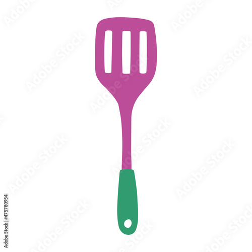 Cute kitchen spatula icon, symbol or sticker. Vector flat hand drawn illustration in cartoon style