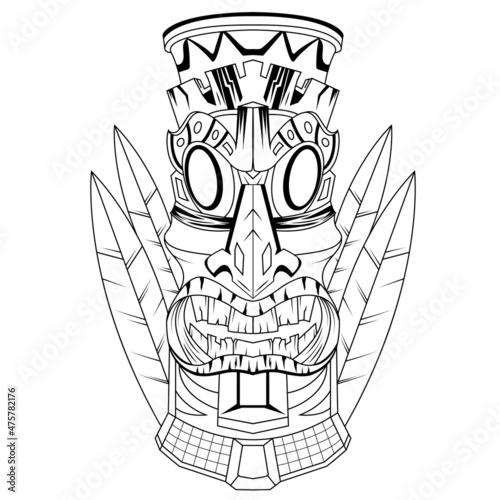tattoos black Illustration Astec tiki mask fantasy god indian in africa statue hawaiian for apparel tshirt design custom  design for tattoos design