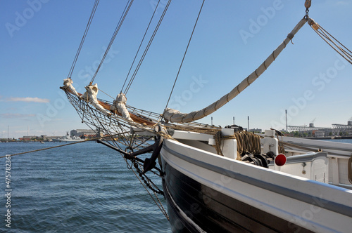 Canvas Print Front part of an old sailing boat at Copenhagen, Denmark