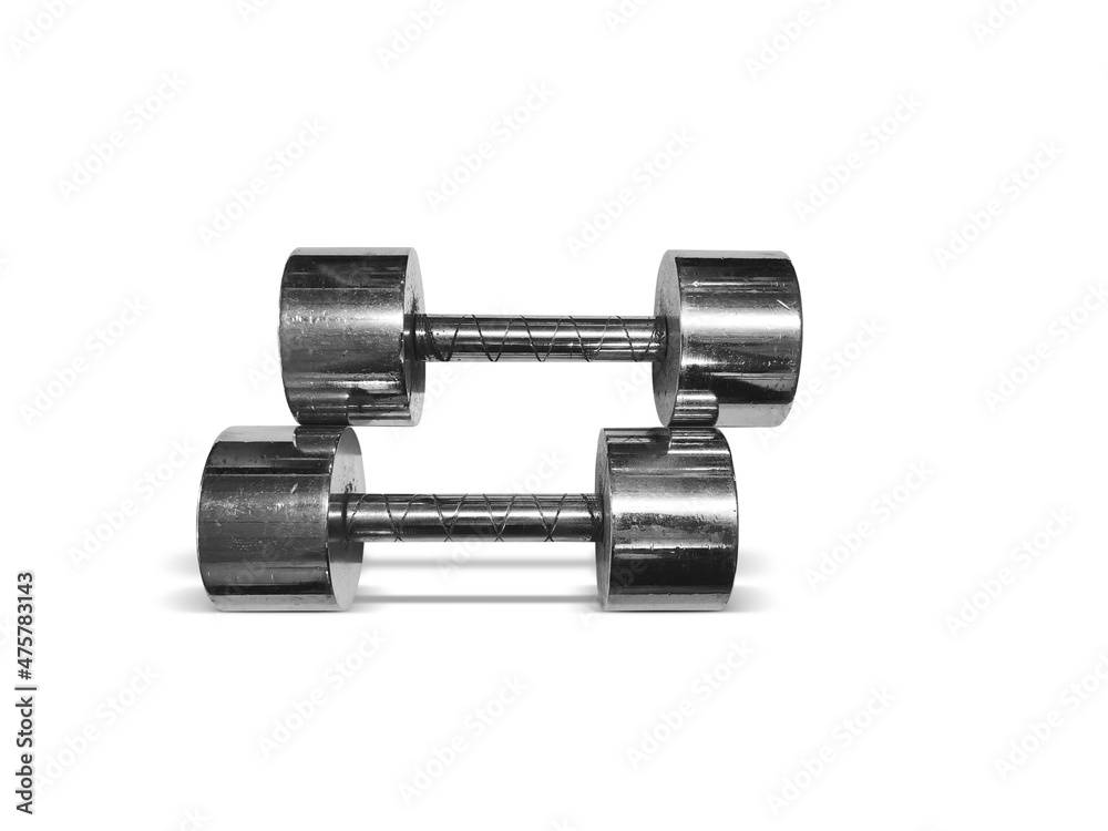 iron dumbbells on a white background iron dumbbells on a white background