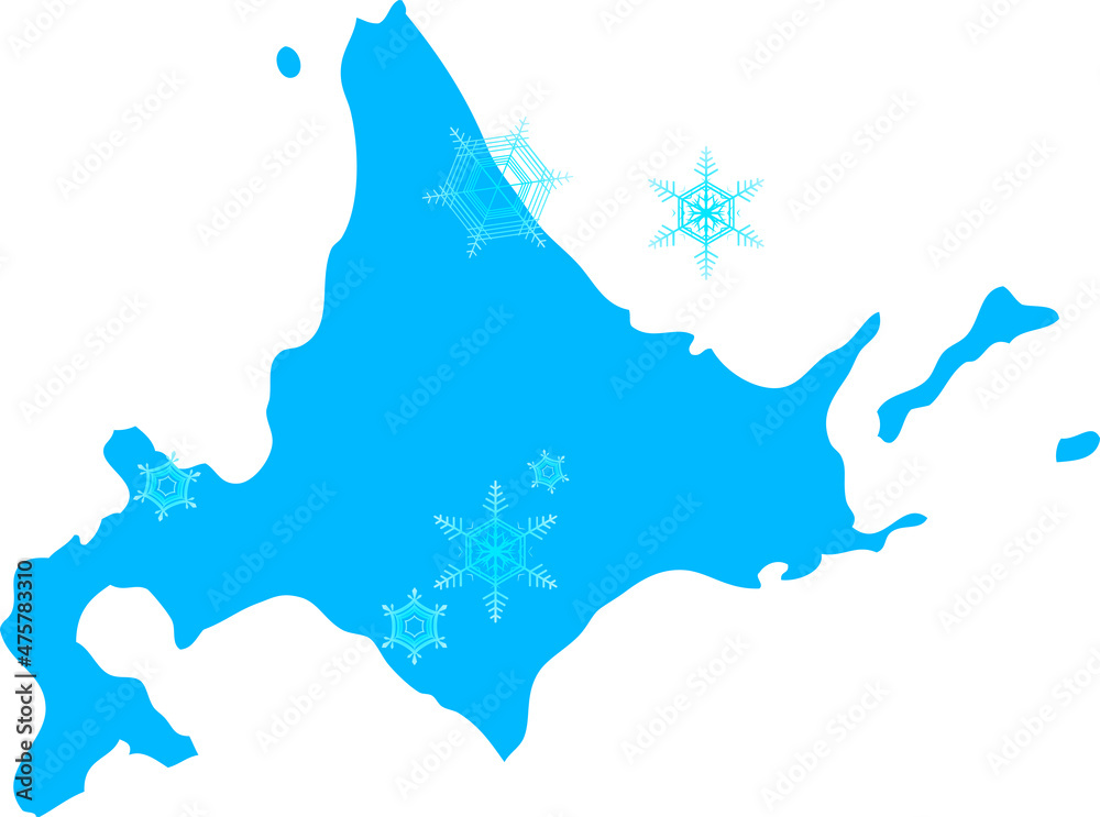 凍結した北海道の地図・大陸