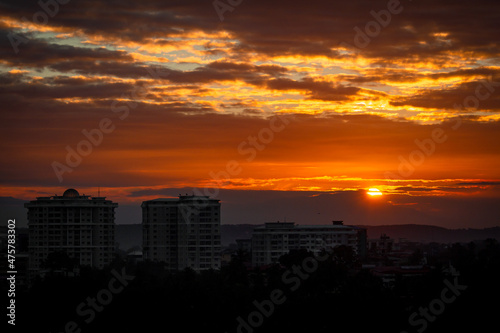 sunset in the city