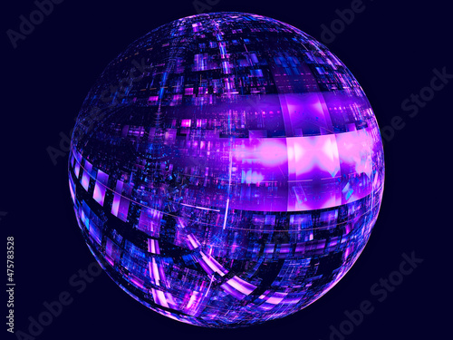 Sphere with technology texture on the surface - abstract 3d illustration