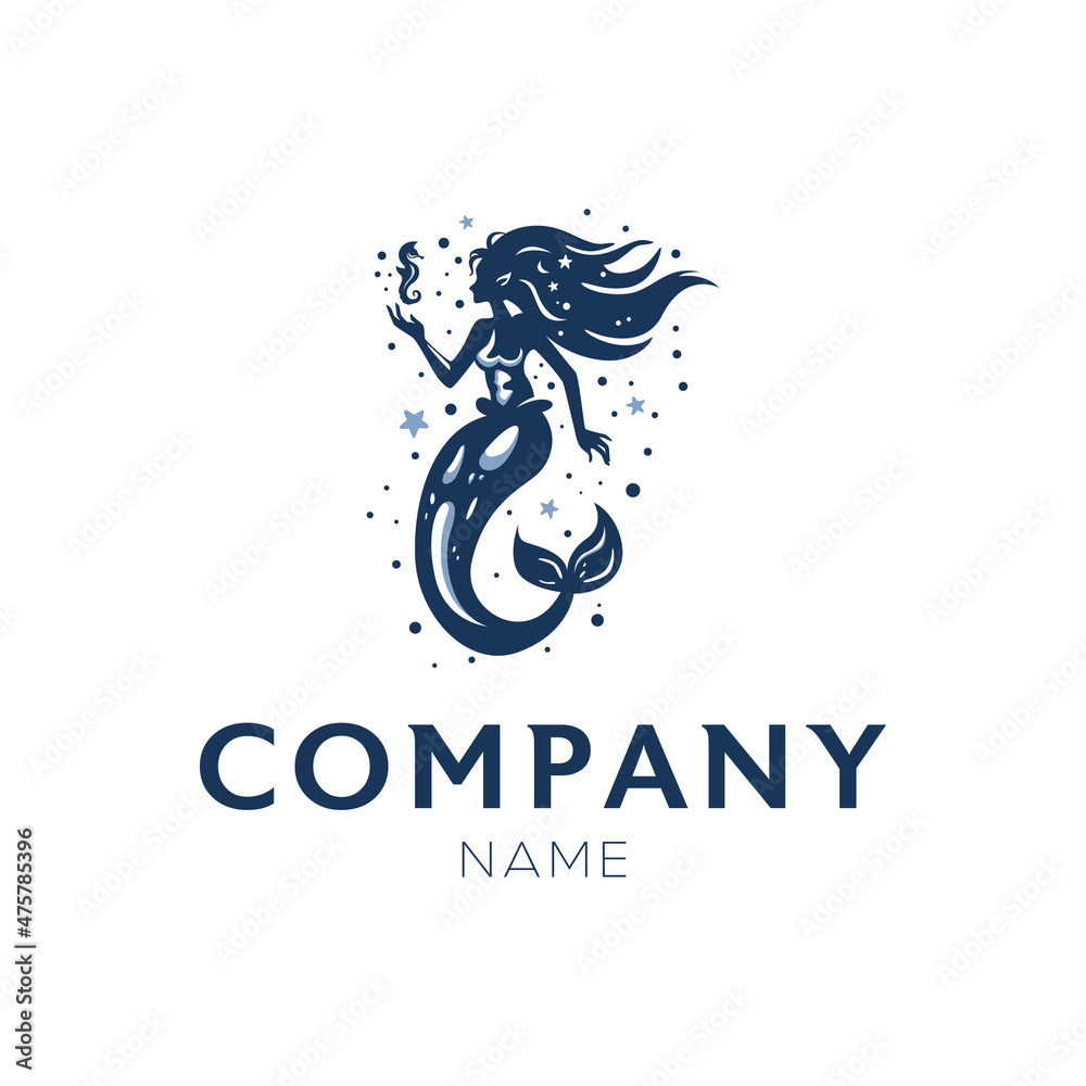 Mermaid Shilouette Logo Vector Realistic Mermaid Shilouette Logo Vector Realistic