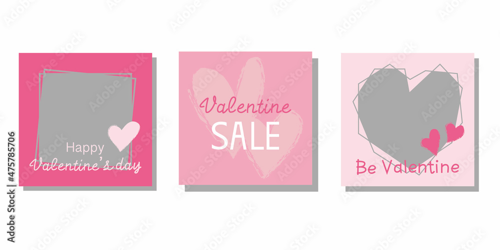 Valentine concept square template illustration. Heart decorative vector template for frame, banner, cover and design. Vector illustration.