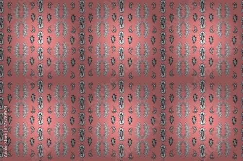 Seamless pattern with interesting doodles on colorfil background. Pano. photo