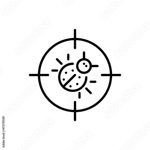 Automated pest control. Looking for bugs. Pixel perfect, editable stroke icon
