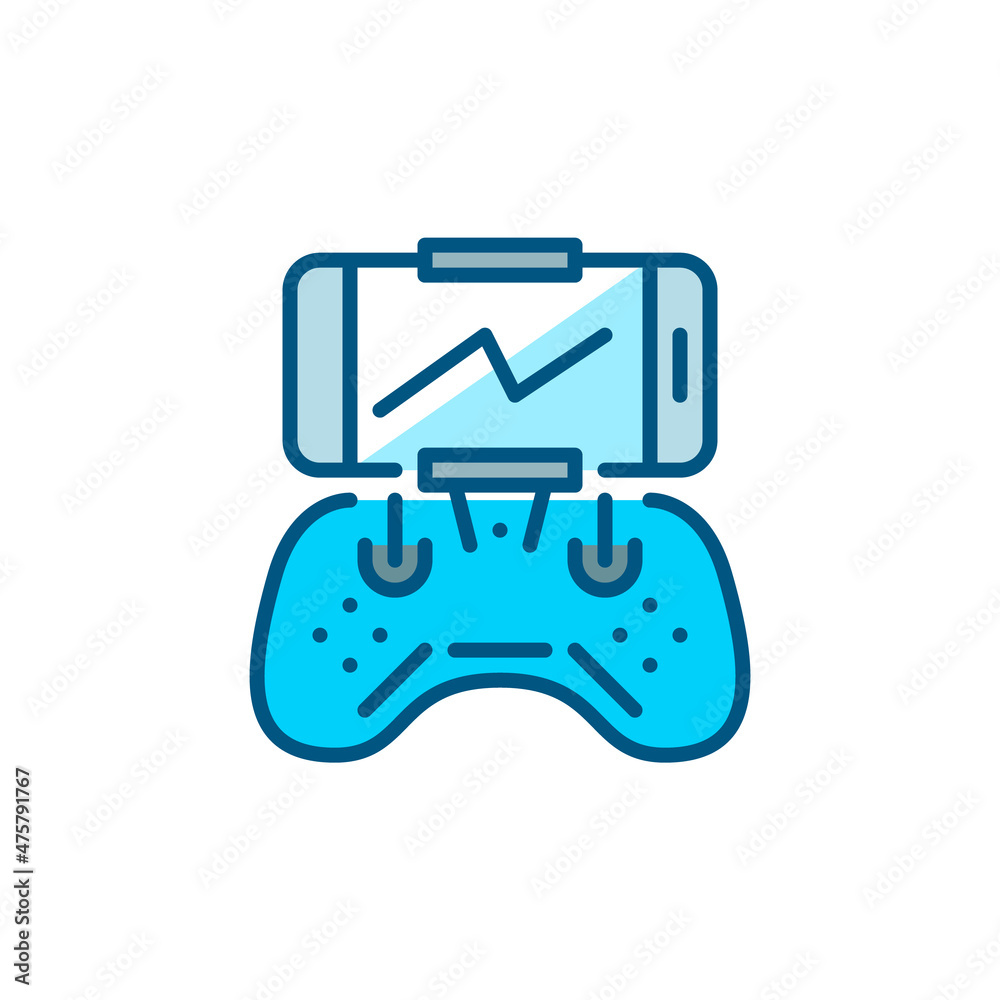 Drone ground control using a gamepad. Pixel perfect, editable stroke colorful icon Drone ground control using a gamepad. Pixel perfect, editable stroke colorful icon