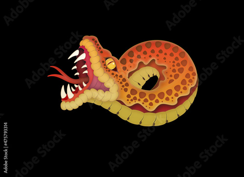 snake vector illustration oriental style 뱀 일러스트 irezumi design