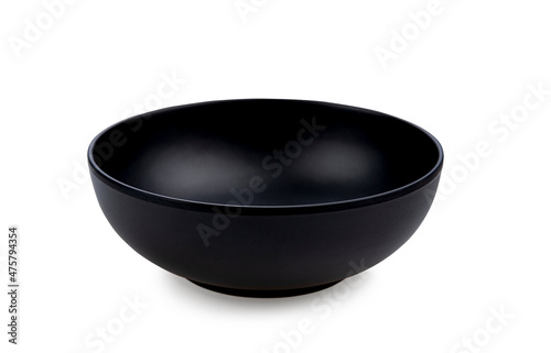 black bowl isolated on white background.