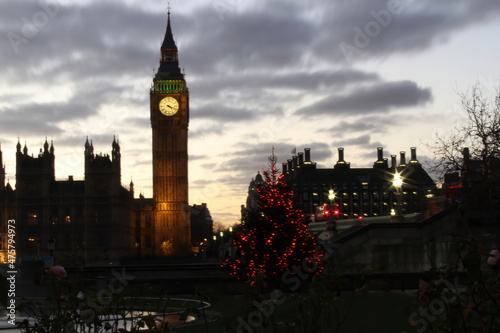 Big Ben and Westminster Bridge by night  London  UK