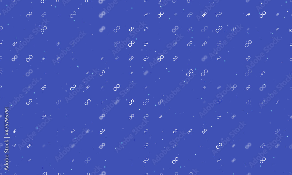 Seamless background pattern of evenly spaced white astrological opposition symbols of different sizes and opacity. Vector illustration on indigo background with stars Seamless background pattern of evenly spaced white astrological opposition symbols of different sizes and opacity. Vector illustration on indigo background with stars