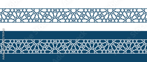 Set of borders of Islamic pattern for Ramadan greetings cards and templates. Vector illustration.