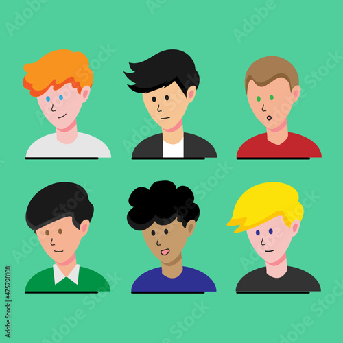 set of faces. man face avatar.