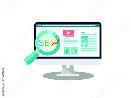 SEO Search Engine Optimization, Concept for the best promoting ranking traffic on website, optimizing your website to rank in search engines or SEO on computer screen,