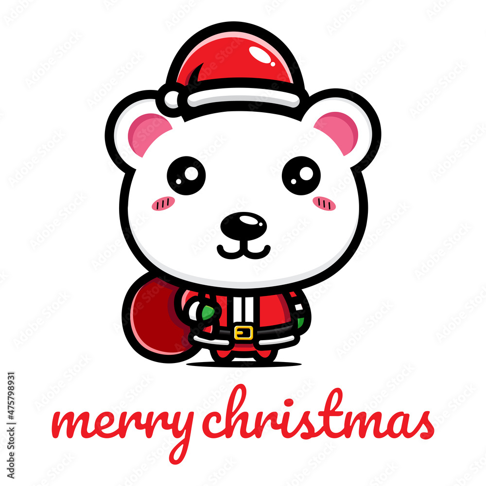 cute polar bear character design celebrating christmas wearing santa claus costume cute polar bear character design celebrating christmas wearing santa claus costume