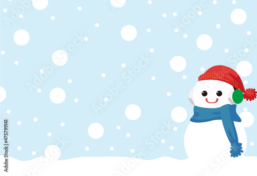 雪だるま 横向き ポストカード イラスト