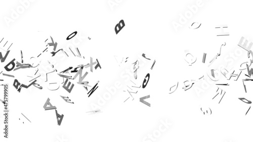 White alphabets on white background. 3D abstract illustration for background. © Tsurukame Design