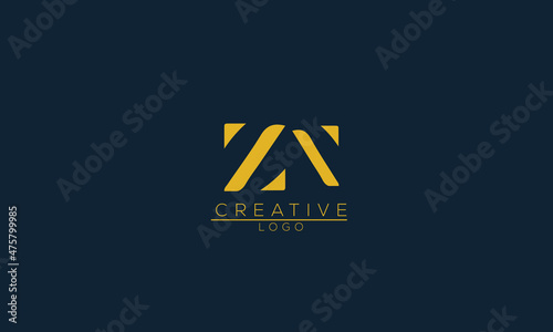 ZN is a creative logo with golden color and blue background.