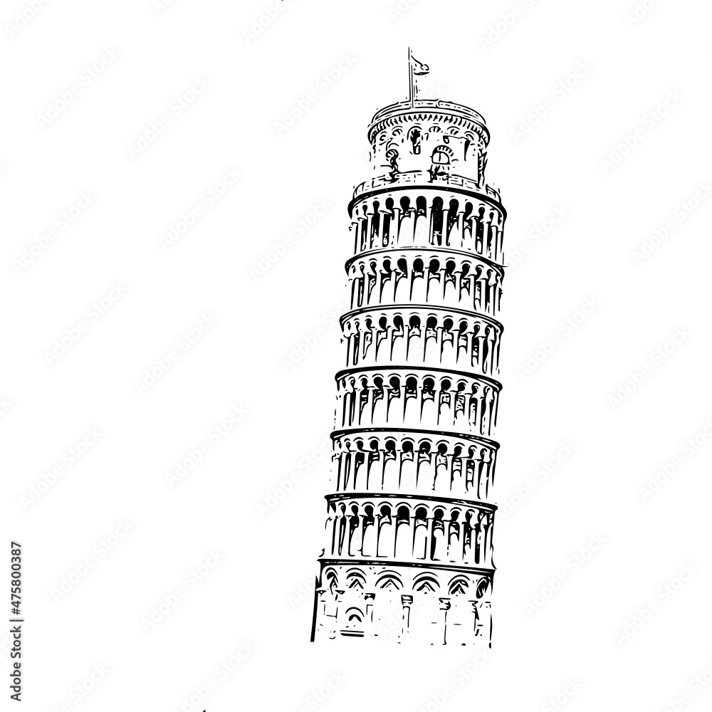 Pisa town Vector image black and white