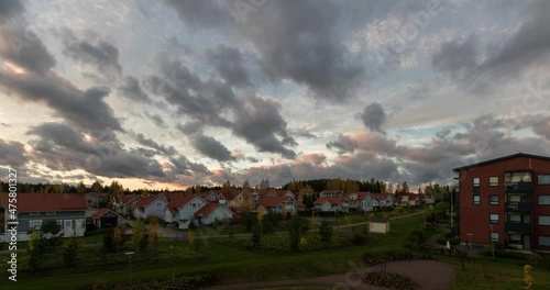 movement of clouds over the buildings timelapse summer video Kerava Finland photo