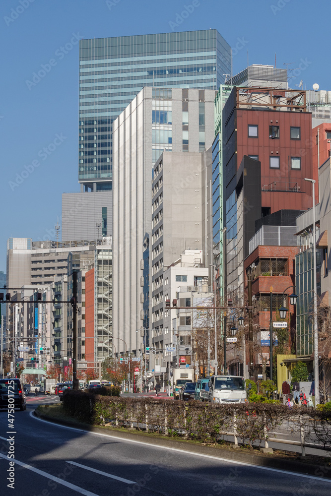 渋谷駅が奥に見える風景　東、渋谷、東京、日本