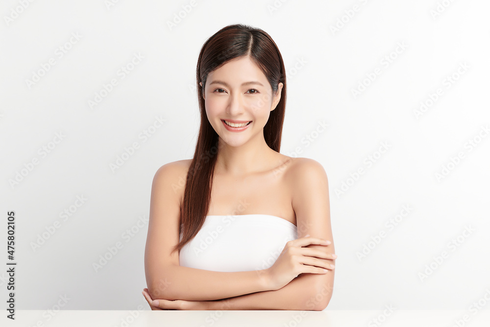 Beautiful young asian woman with clean fresh skin on white background, Face care, Facial treatment, Cosmetology, beauty and spa, Asian women portrait. Beautiful young asian woman with clean fresh skin on white background, Face care, Facial treatment, Cosmetology, beauty and spa, Asian women portrait.