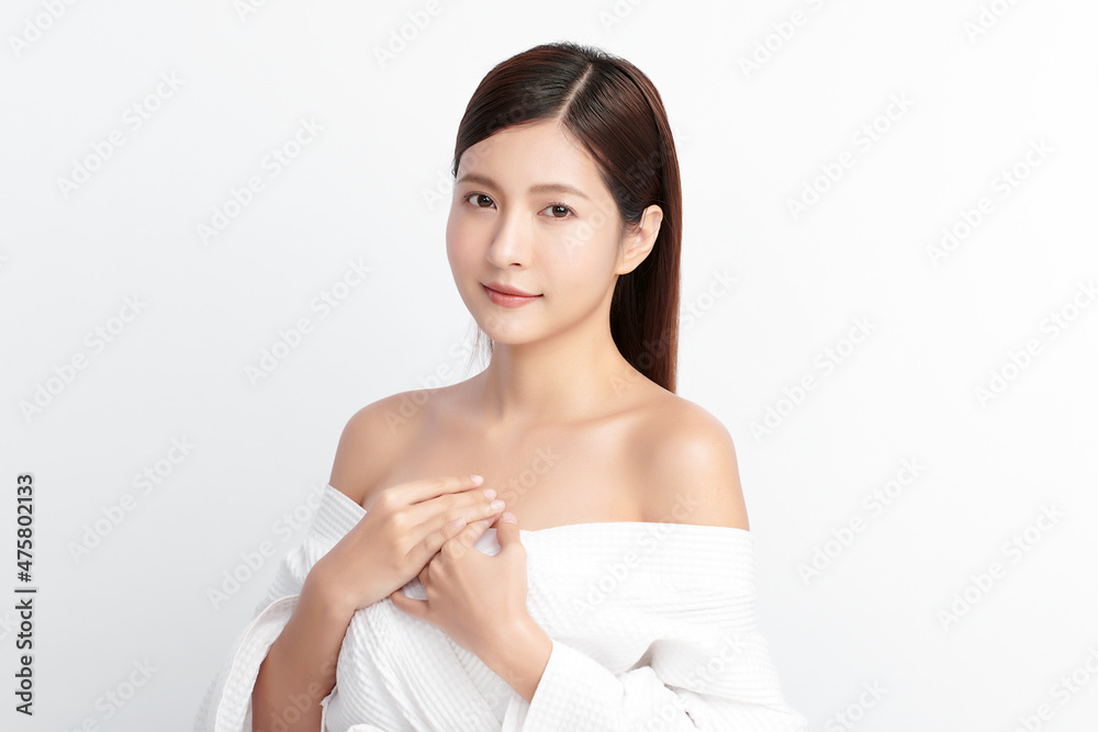 Beautiful young asian woman with clean fresh skin on white background, Face care, Facial treatment, Cosmetology, beauty and spa, Asian women portrait. Beautiful young asian woman with clean fresh skin on white background, Face care, Facial treatment, Cosmetology, beauty and spa, Asian women portrait.
