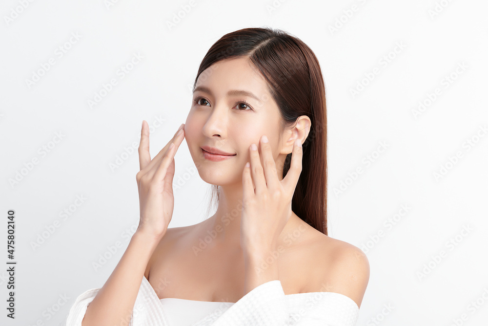 Beautiful young asian woman with clean fresh skin on white background, Face care, Facial treatment, Cosmetology, beauty and spa, Asian women portrait. Beautiful young asian woman with clean fresh skin on white background, Face care, Facial treatment, Cosmetology, beauty and spa, Asian women portrait.