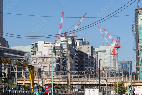 建設工事が活発に続く渋谷駅を望む風景