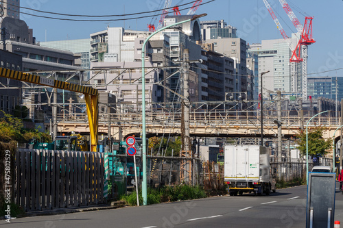 建設工事が活発に続く渋谷駅を望む風景