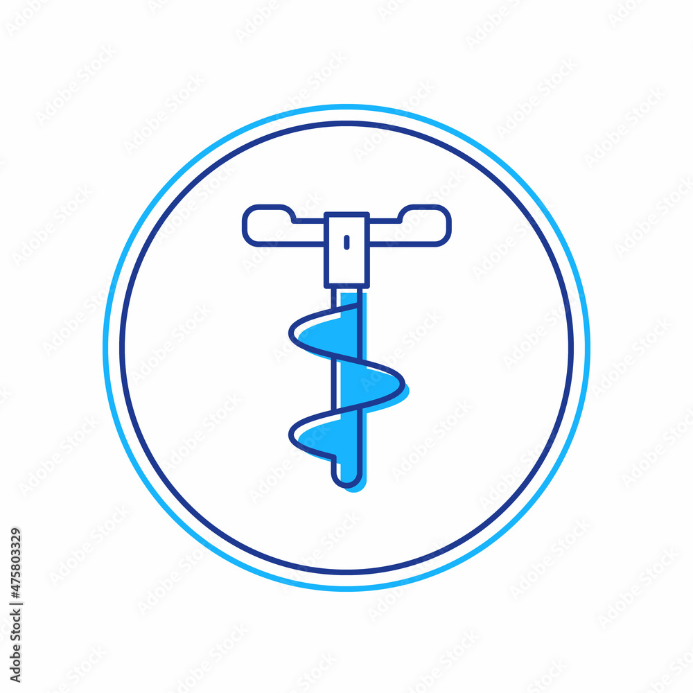 Filled outline Hand ice drill for winter fishing icon isolated on white background. Vector Filled outline Hand ice drill for winter fishing icon isolated on white background. Vector