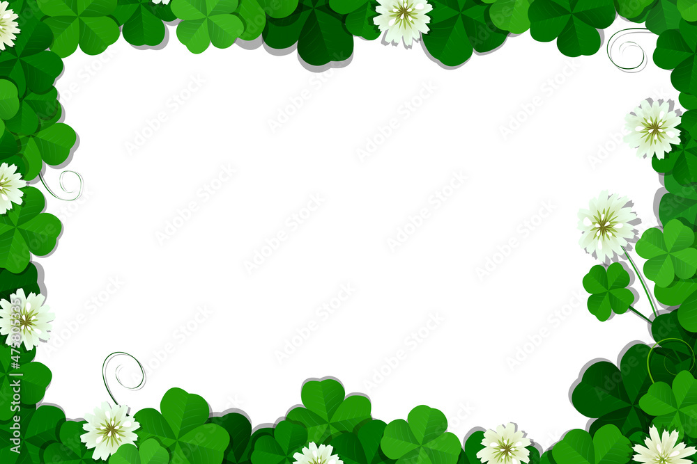 Four leaf clover frame vector over white background Four leaf clover frame vector over white background