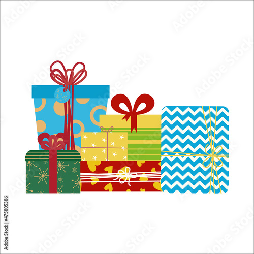 A set of gift boxes for Christmas, birthday, New Year, greetings.