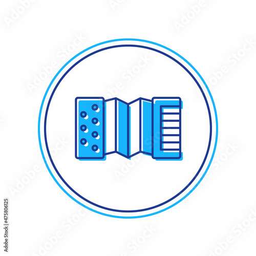 Filled outline Musical instrument accordion icon isolated on white background. Classical bayan, harmonic. Vector