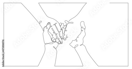 Animated continuous line drawing of  holding hands together. Friends or lovers. Symbol of relationships.