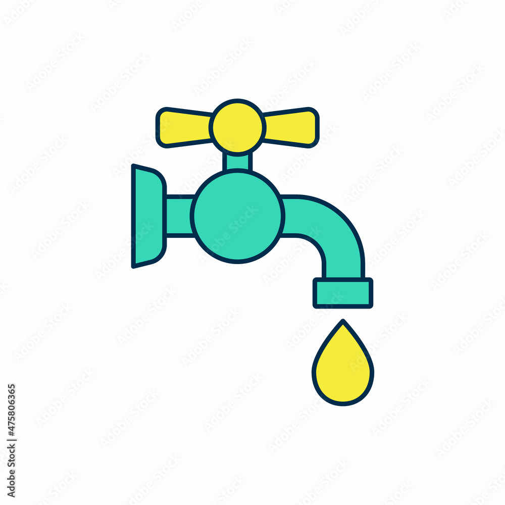 Filled outline Water tap icon isolated on white background. Vector Filled outline Water tap icon isolated on white background. Vector