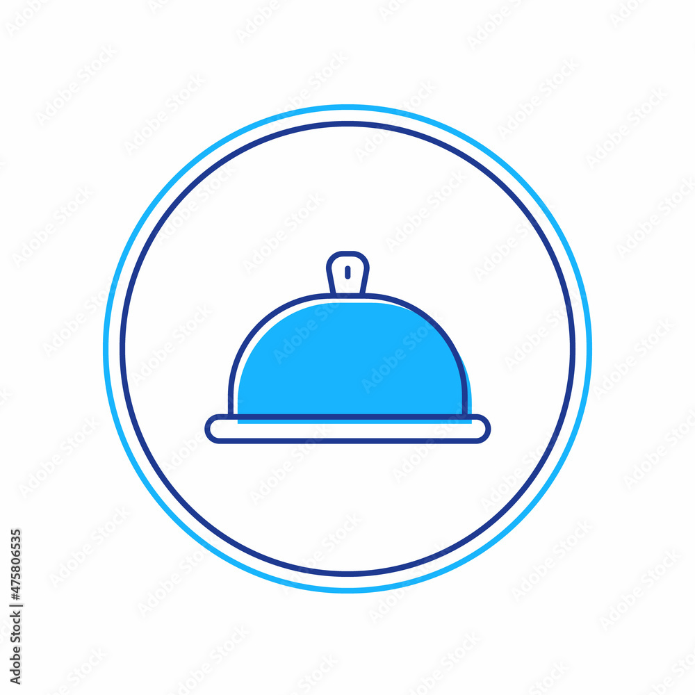 Filled outline Covered with a tray of food icon isolated on white background. Tray and lid sign. Restaurant cloche with lid. Vector Filled outline Covered with a tray of food icon isolated on white background. Tray and lid sign. Restaurant cloche with lid. Vector