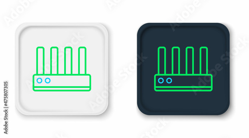 Line Router and wi-fi signal icon isolated on white background. Wireless ethernet modem router. Computer technology internet. Colorful outline concept. Vector