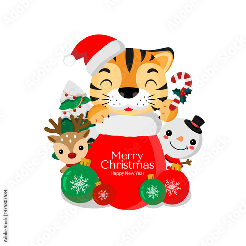 Merry Christmas and happy new year greeting card. Year of the Tiger. © miss[SIRI]